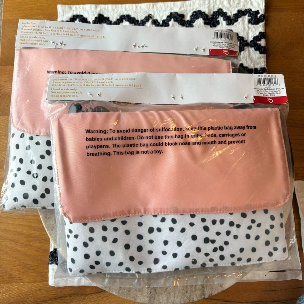 Target Dollar Spot Polka Dot Picnic Set with Pink Accents 2 Sets